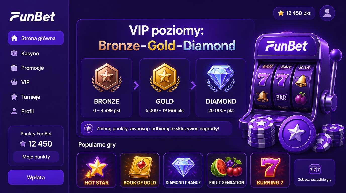 Schemat programu VIP poziomy, punkty, nagrody za sloty